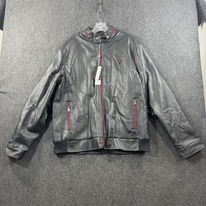 F-Collection Jacket Men’s Large Black Leather M1754:PR540